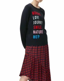 Femme Marc O'Polo Pulls^Pull col rond fin écriture bleu marine