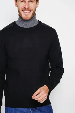 Pull col rond noir-C&Jo Discount