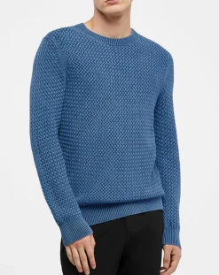 Homme Hackett London Pulls^Pull col rond Texture Washed bleu moyen