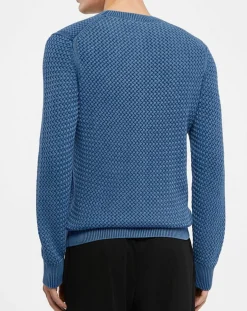 Homme Hackett London Pulls^Pull col rond Texture Washed bleu moyen
