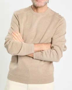 Homme Hackett London Pulls^Pull col rond uni beige