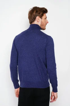 Homme C&Jo Pulls^Pull col roulé bleu nuit