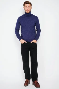 Homme C&Jo Pulls^Pull col roulé bleu nuit