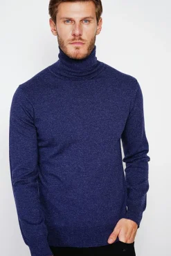 Homme C&Jo Pulls^Pull col roulé bleu nuit