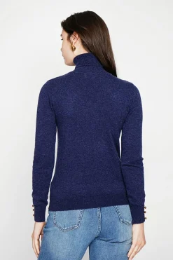 Pull col roulé classique bleu nuit-C&Jo Sale