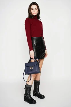 Pull col roulé classique bordeaux-C&Jo Best