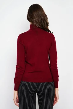 Pull col roulé classique bordeaux-Assuili Discount