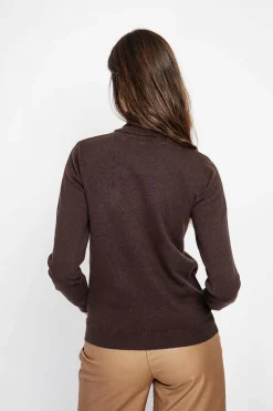 Pull col roulé classique café-Assuili Outlet
