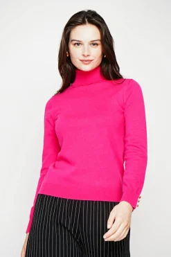 Femme C&Jo Pulls^Pull col roulé classique fushia