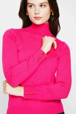Femme C&Jo Pulls^Pull col roulé classique fushia