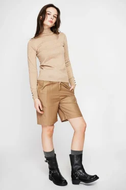 Pull col roulé classique nougat-C&Jo Clearance