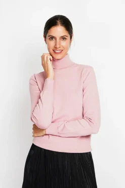 Femme Assuili Pulls^Pull col roulé classique rose poudre