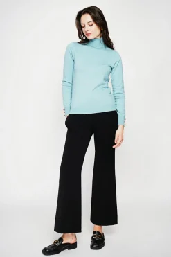 Femme C&Jo Pulls^Pull col roulé classique turquoise