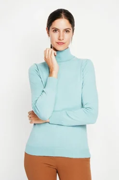 Femme Assuili Pulls^Pull col roulé classique turquoise