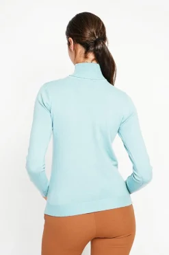 Femme Assuili Pulls^Pull col roulé classique turquoise