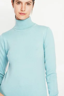 Femme Assuili Pulls^Pull col roulé classique turquoise