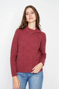 Femme C&Jo Sweats^Pull col roulé croisé bordeaux