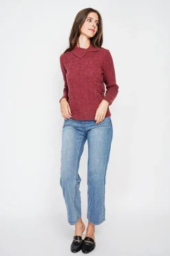 Femme C&Jo Sweats^Pull col roulé croisé bordeaux