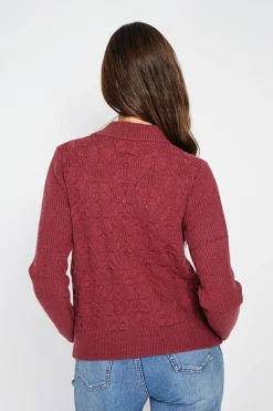 Femme C&Jo Sweats^Pull col roulé croisé bordeaux