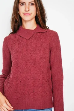 Femme C&Jo Sweats^Pull col roulé croisé bordeaux