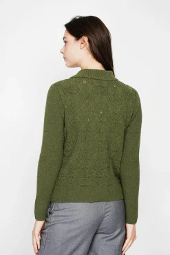 Femme C&Jo Pulls^Pull col roulé croisé kaki