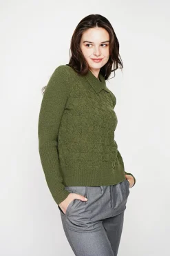Femme C&Jo Pulls^Pull col roulé croisé kaki