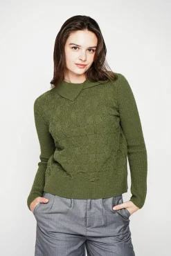 Femme C&Jo Pulls^Pull col roulé croisé kaki