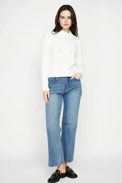 Pull col roulé croisé naturel-C&Jo Clearance