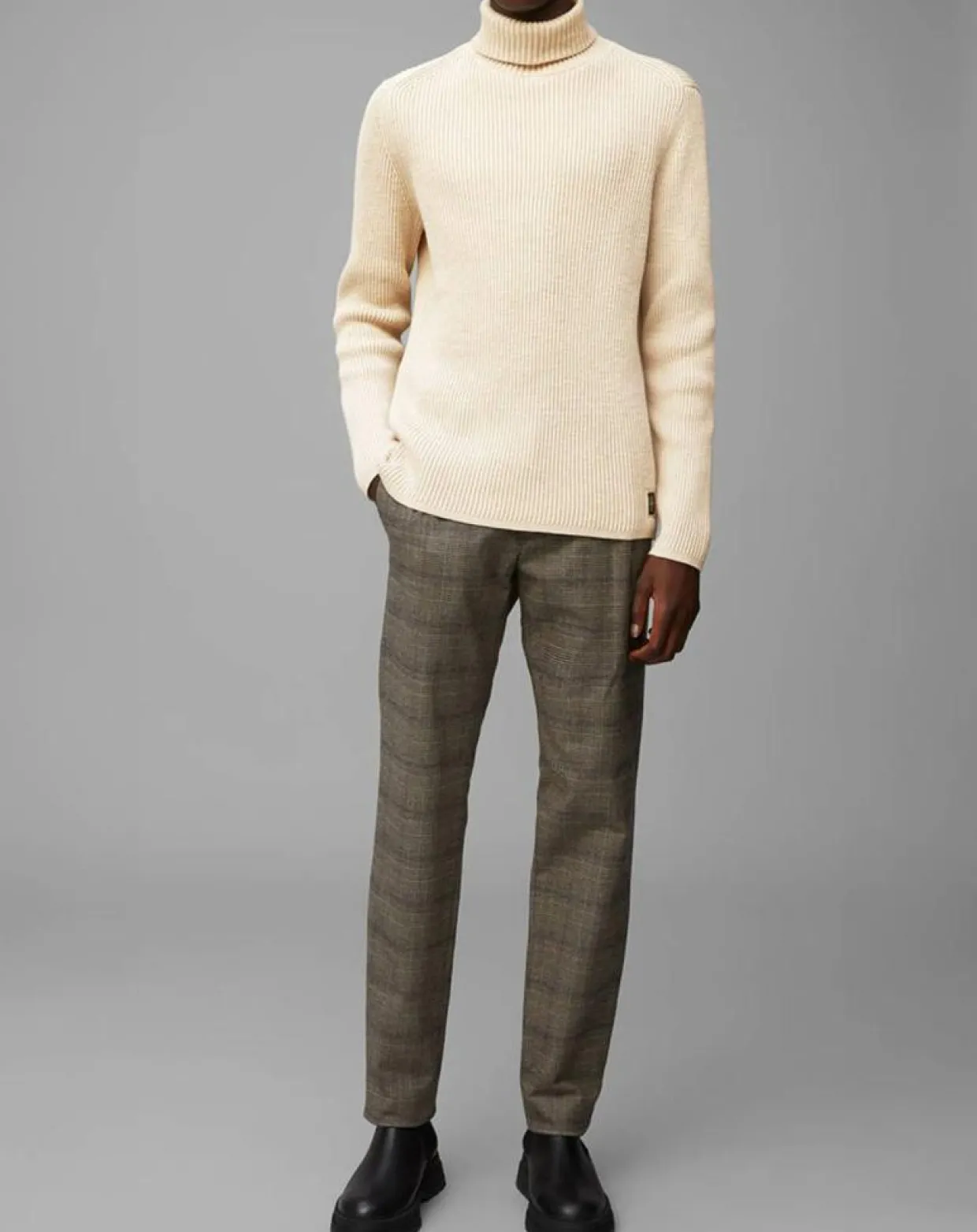 Homme Marc O'Polo Pulls^Pull Col roulé côtelé Coton Organic écru