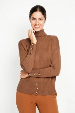 Pull col roulé marron-Assuili Discount
