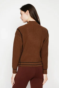 Pull col roulé montant marron-C&Jo Clearance