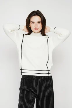 Femme C&Jo Pulls^Pull col roulé montant naturel