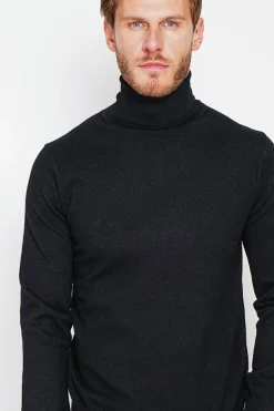 Homme C&Jo Pulls^Pull col roulé noir