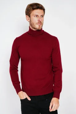 Pull col roule bordeaux-C&Jo Best