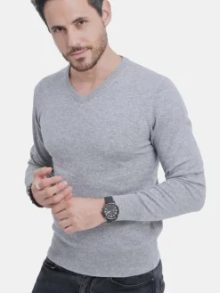Pull col V flanelle-C&Jo Discount