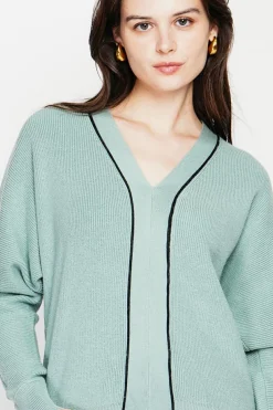 Pull col V jade-C&Jo Discount