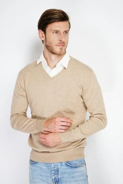 Pull col V nougat-C&Jo Clearance
