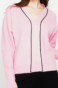 Pull col V rose barby-C&Jo Clearance