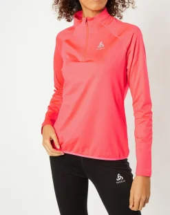 Femme Odlo Pulls^Pull col zippé Berra rose fluo