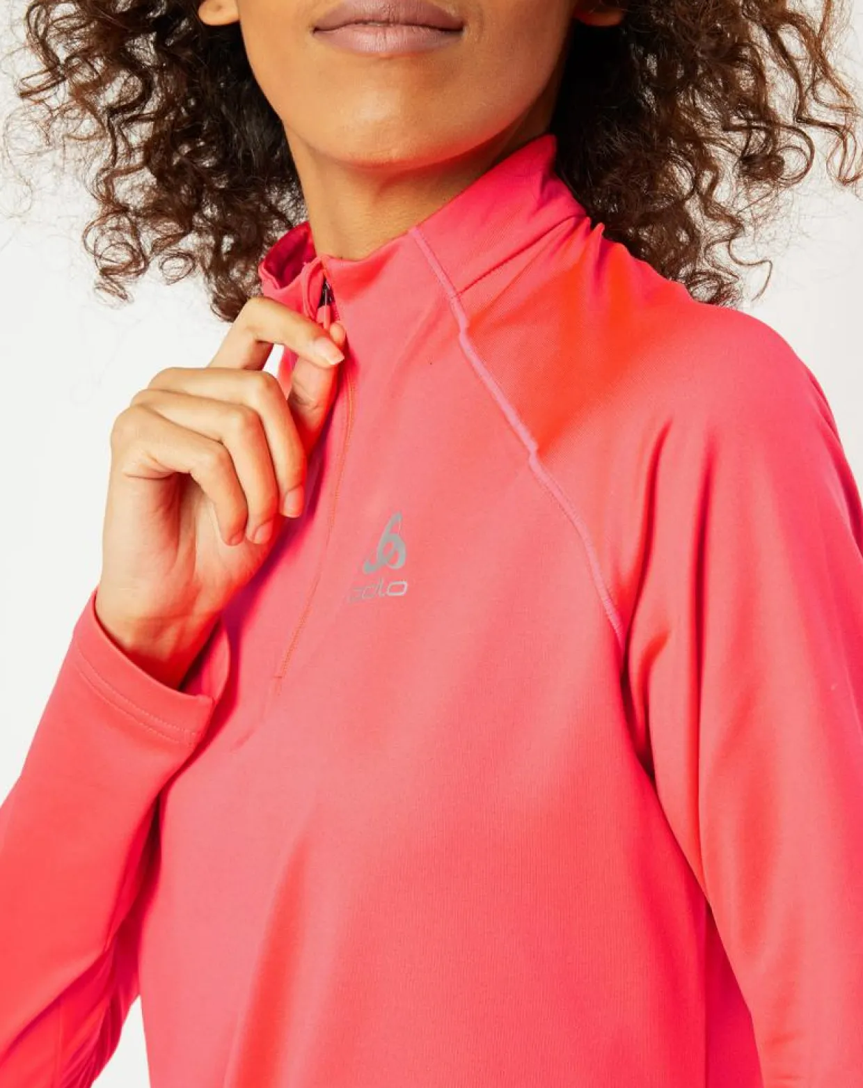 Femme Odlo Pulls^Pull col zippé Berra rose fluo