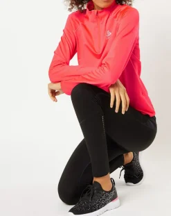 Femme Odlo Pulls^Pull col zippé Berra rose fluo