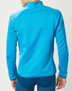 Homme Odlo Sweats^Pull col zippé Ceramicwarm bleu