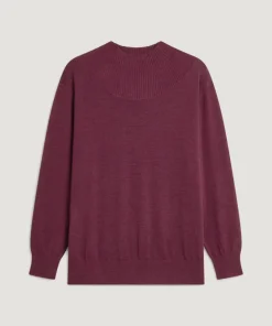 Pull Colette 100% laine col montant cotelé violet prune-Rodier Sale