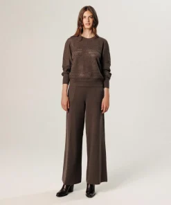 Pull Colombine ajouré marron havane-Rodier New