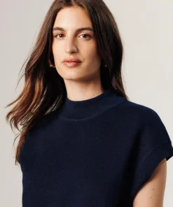 Pull Colombine manches courtes col montant bleu nuit-Rodier Best
