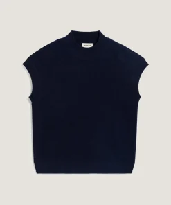 Pull Colombine manches courtes col montant bleu nuit-Rodier Best
