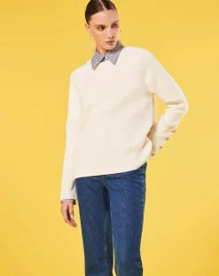 Femme Tara Jarmon Pulls^Pull écru en laine et coton ecru