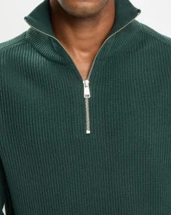 Homme Marc O'Polo Pulls^Pull côtelé en Coton & Laine vert