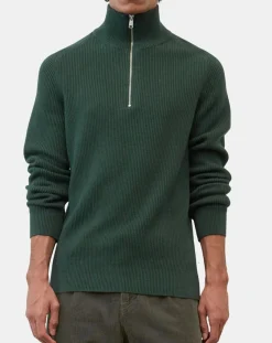 Homme Marc O'Polo Pulls^Pull côtelé en Coton & Laine vert