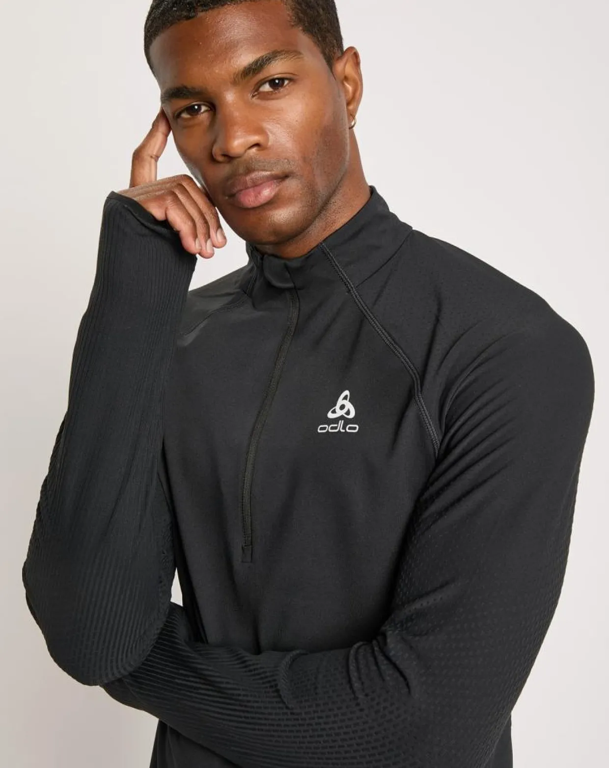 Homme Odlo Pulls^Pull de running 1/2 zip Zeroweight noir